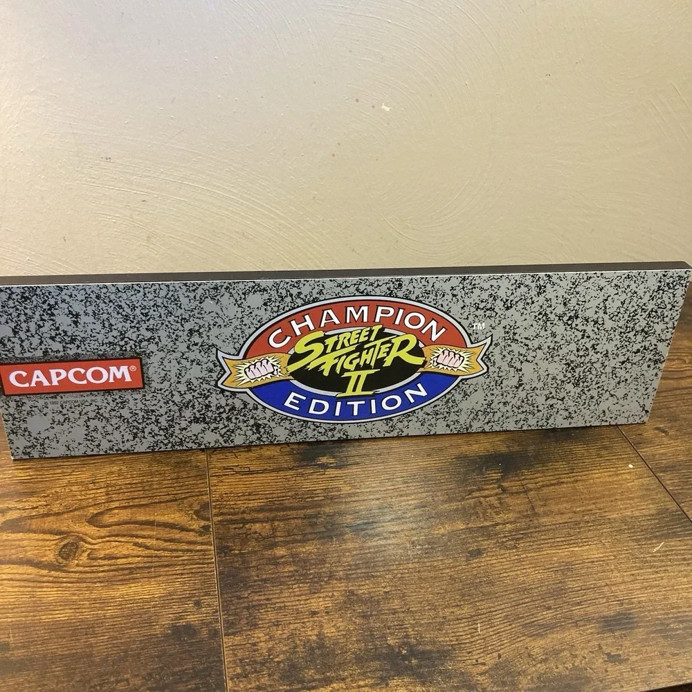 Street Fighter II 2 Champion Wood Mounted Standing Arcade Marquee 17.5x5x2